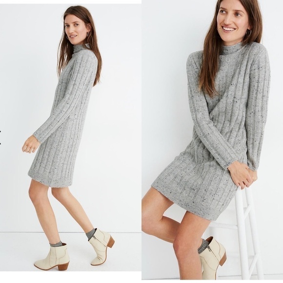 Madewell Dresses & Skirts - Madewell Gray Donegal Mockneck Sweater Dress XL